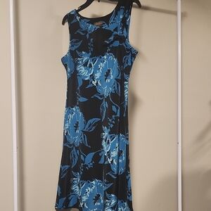 Jessica One Shoulder Black and Blue Floral Dress
